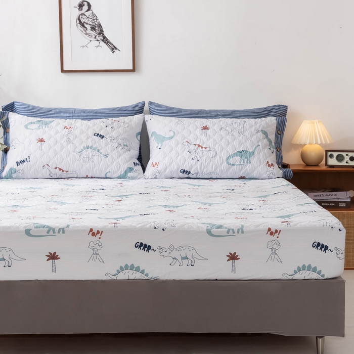 91家纺网 家纺一手货源 找家纺 优乐家纺 2025新款纯棉印花夹棉床笠三件套系列-纽扣款新狂欢乐园