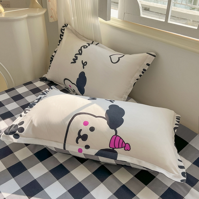 91家纺网 家纺一手货源 找家纺 悦织湾家纺 2025新款亲肤芦荟棉四件套轻奢印花磨毛床上用品亲肤棉四件套 可爱多