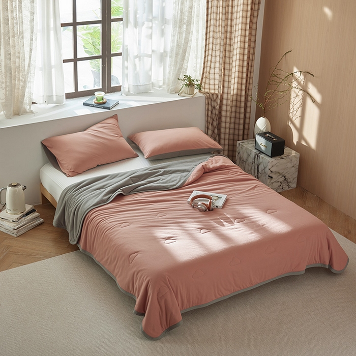 91家纺网 家纺一手货源 找家纺 安莱生活 2025新款全棉纯棉云感针织棉双拼夏被夏凉被空调被 黛莎双拼