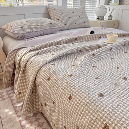 91家纺网 家纺一手货源 找家纺 （总）宜梦家居【需要买家秀请联系老板】 2025新款双面纯棉夹层新疆棉花高温砂洗全棉床盖