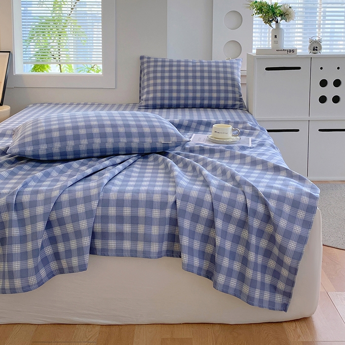 91家纺网 家纺一手货源 找家纺 爱彼家纺 2025新款锦柔老粗布席子凉席床单 千叶蓝