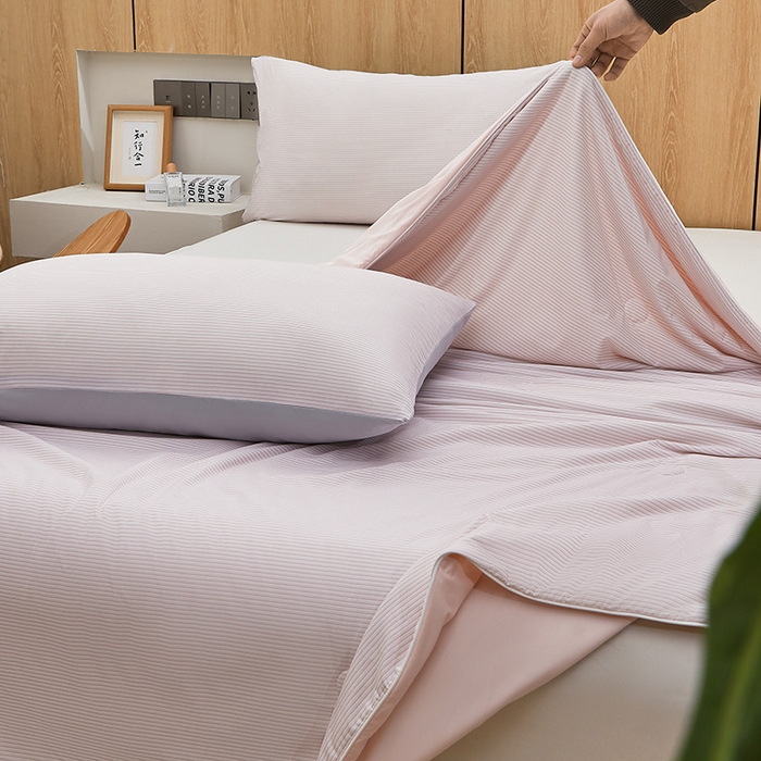 91家纺网 家纺一手货源 找家纺 金喜 2025新款A类高克重冰丝夏被云母凉感夏凉被子（10%氨纶） 云母粉