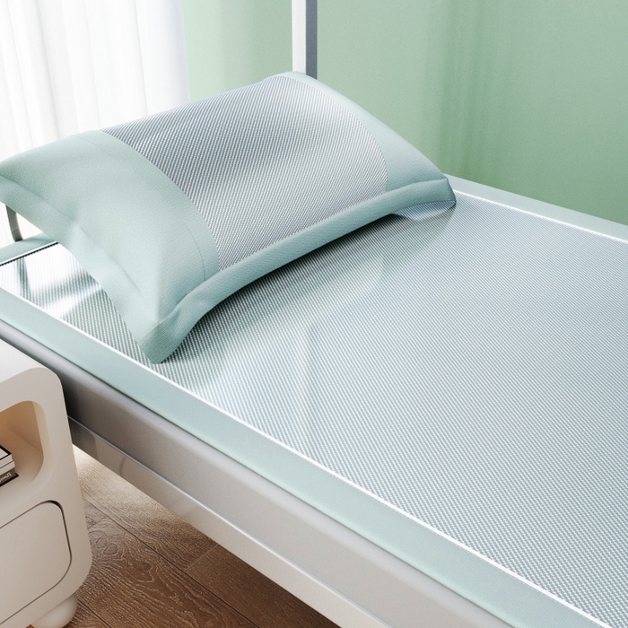 91家纺网 家纺一手货源 找家纺 川悦生活 2025新款纯色凉感冰丝席-小床 帕帕狗仔-蓝灰