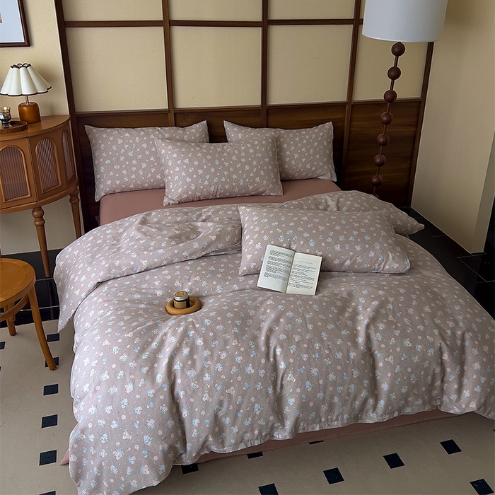 91家纺网 家纺一手货源 找家纺 优品阁  2025新款A类全棉有氧双层纱四件套 秀妍