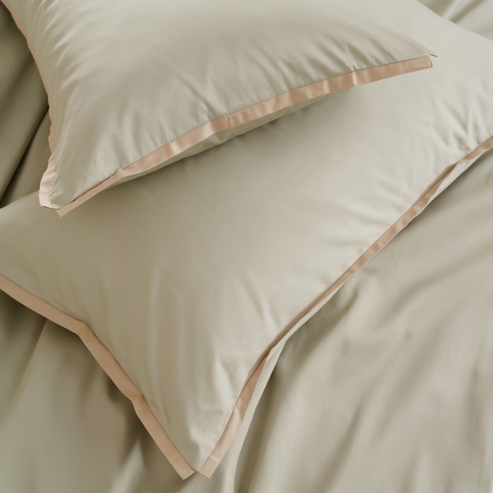 91家纺网 家纺一手货源 找家纺 EH家居 2025新款长绒棉缺角工艺单品系列单枕套 杏子灰