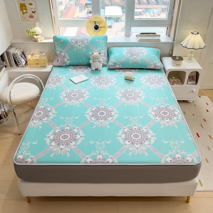 91家纺网 家纺一手货源 找家纺 （总）斯尔顿 2025新款炭光冰丝凉席-床笠款