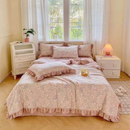 91家纺网 家纺一手货源 找家纺 欧尚 2025新款ins风夏被四件套 玲兰