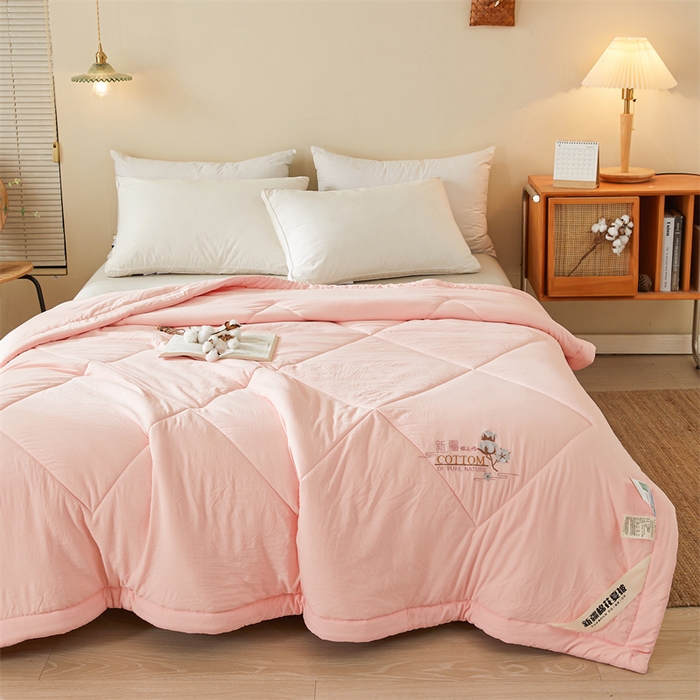 91家纺网 家纺一手货源 找家纺 西域种棉人·千百笠 2025新款A类100%新疆棉花夏凉被纯棉全棉填充毛巾绣绣花纯色双拼原棉空调被夏被 贵族玉