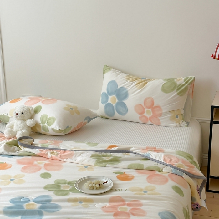 91家纺网 家纺一手货源 找家纺 觅糖家纺 2025新款软糯针织云柔大豆夏被 花梦