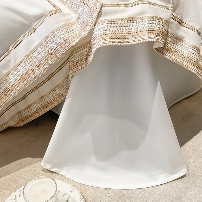 91家纺网 家纺一手货源 找家纺 瑞驰家纺 2025新款长绒棉纯棉绣花四件套--千寻系列 千寻-莫兰迪白