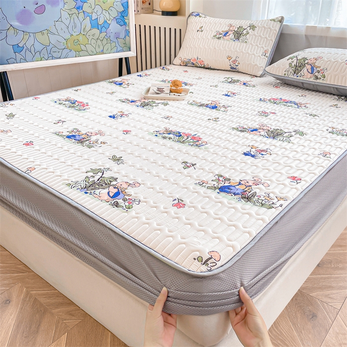 91家纺网 家纺一手货源 找家纺 布卢姆床垫 2025新款5mmA类乳胶凉席床笠套件夏被组合 兔子先生