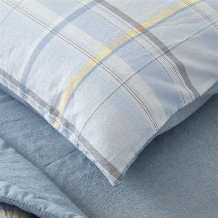 91家纺网 家纺一手货源 找家纺 2025新款A类里外全棉夏凉被100%新疆棉纯棉全棉填充无印格子款空调被原棉夏被 里外全棉-简蓝格