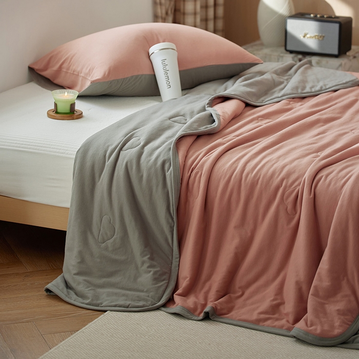 91家纺网 家纺一手货源 找家纺 安莱生活 2025新款全棉纯棉云感针织棉双拼夏被夏凉被空调被 黛莎双拼