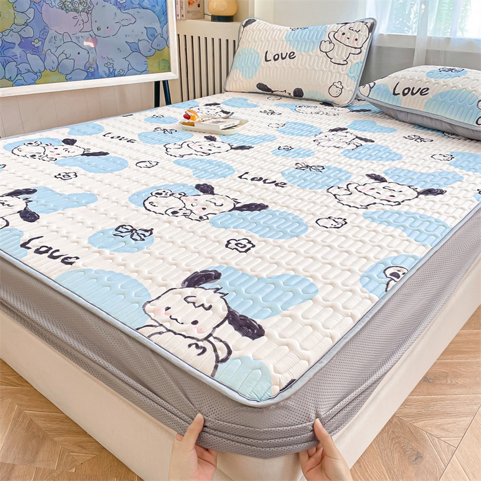 91家纺网 家纺一手货源 找家纺 布卢姆床垫 2025新款5mmA类乳胶凉席床笠套件夏被组合 调皮小狗