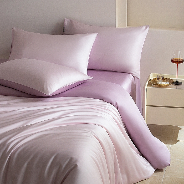 91家纺网 家纺一手货源 找家纺 云栖家居 202560支兰精天丝纯拼色四件套 极耀紫