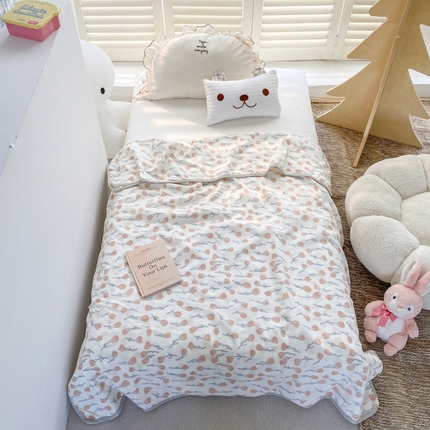 潮邦 2025新款全棉双层纱多功能盖毯 白露-白