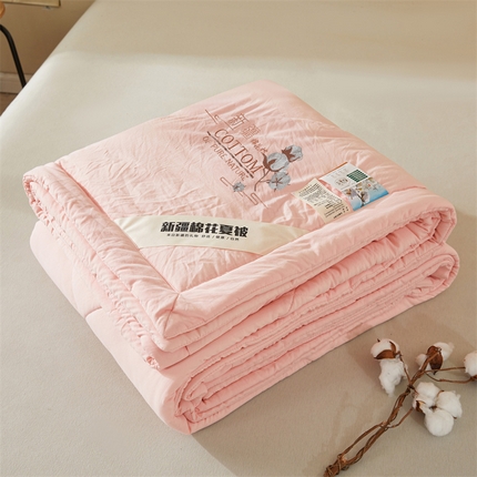 91家纺网 家纺一手货源 找家纺 西域种棉人·千百笠 2025新款A类100%新疆棉花夏凉被纯棉全棉填充毛巾绣绣花纯色双拼原棉空调被夏被 贵族玉