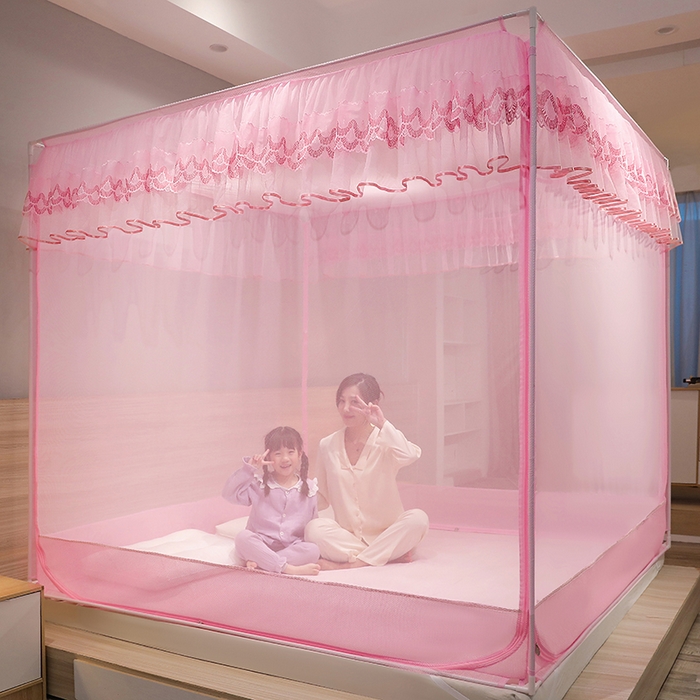 91家纺网 家纺一手货源 找家纺 （总）夏彩 2025新款U型三开门外穿坐床蚊帐系列-货号88538/88539