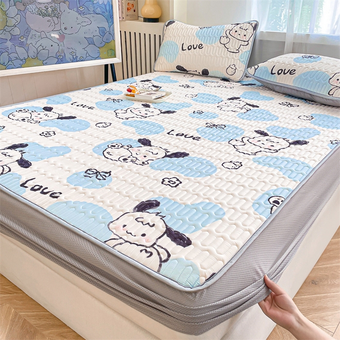 91家纺网 家纺一手货源 找家纺 布卢姆床垫 2025新款5mmA类乳胶凉席床笠套件夏被组合 调皮小狗