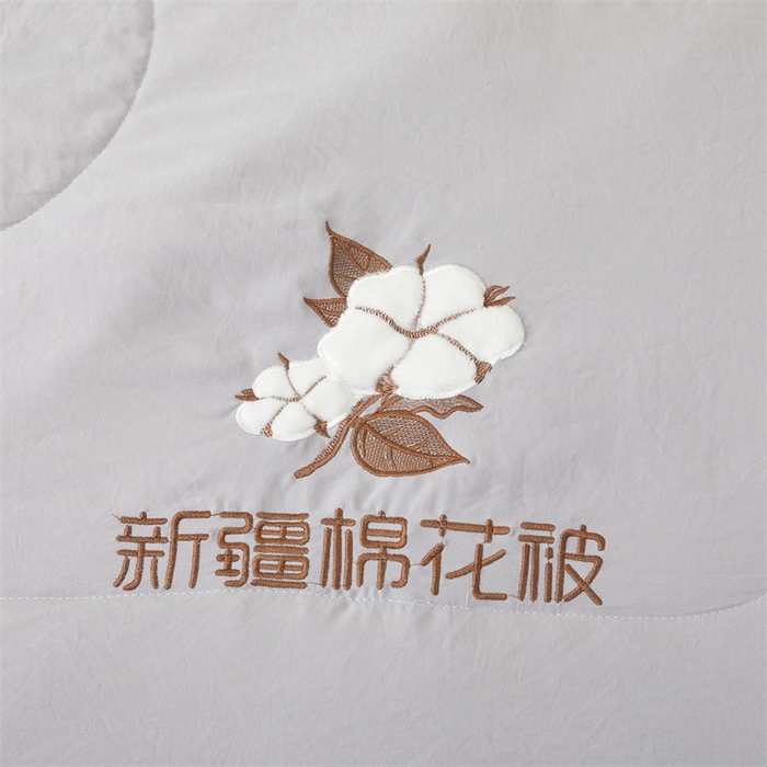 91家纺网 家纺一手货源 找家纺 西域种棉人·千百笠 2025新款A类100%新疆棉花夏凉被纯棉全棉填充毛巾绣绣花纯色双拼原棉空调被夏被 云暖-云雾灰