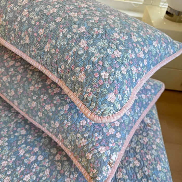 91家纺网 家纺一手货源 找家纺 宜梦家居【需要买家秀请联系老板】 2025新款双面纯棉夹层新疆棉花高温砂洗全棉床盖 银杉之梦