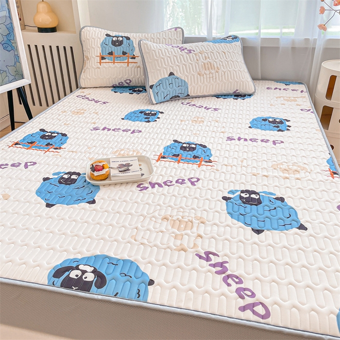 91家纺网 家纺一手货源 找家纺 布卢姆床垫 2025新款5mmA类乳胶凉席床笠套件夏被组合 小羊肖恩