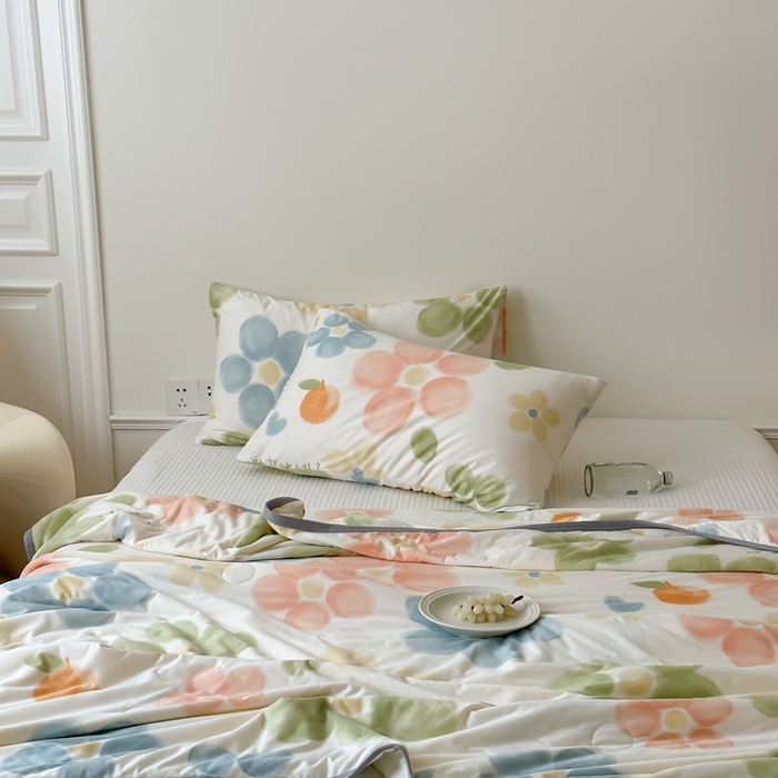 91家纺网 家纺一手货源 找家纺 觅糖家纺 2025新款软糯针织云柔大豆夏被 花梦