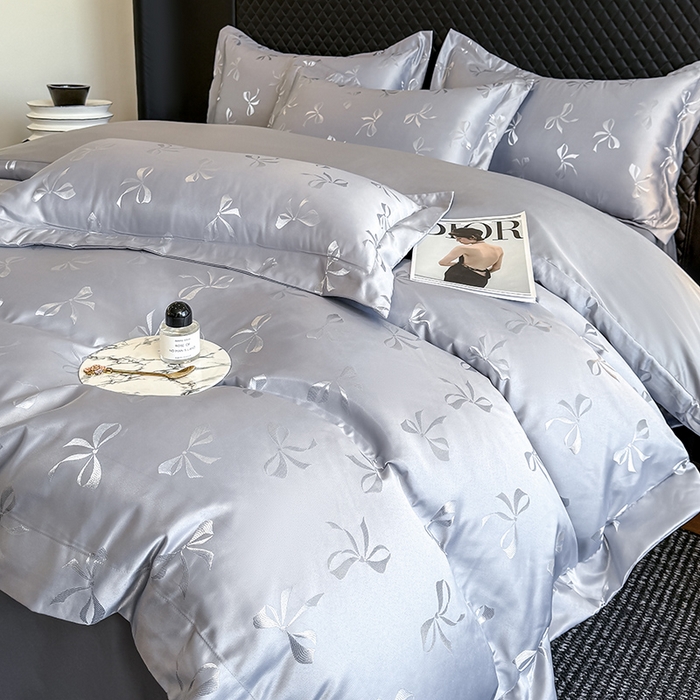 91家纺网 家纺一手货源 找家纺 狂想家 2025新款高奢提花水洗天丝系列四件套 情结高级灰