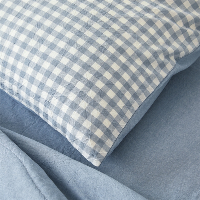 91家纺网 家纺一手货源 找家纺 2025新款A类里外全棉夏凉被100%新疆棉纯棉全棉填充无印格子款空调被原棉夏被 里外全棉-蓝小格