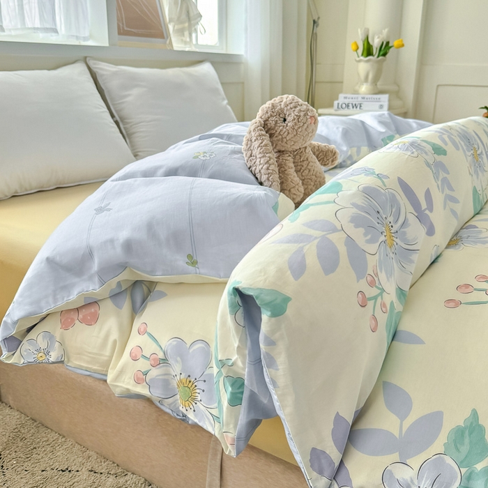 91家纺网 家纺一手货源 找家纺 红粉佳人家纺 2025春夏新款A类全棉纯棉12868纯棉单被套 花漾星辰