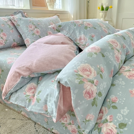 91家纺网 家纺一手货源 找家纺 红粉佳人家纺 2025春夏新款A类全棉纯棉12868纯棉单被套 云梦繁花