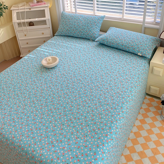 91家纺网 家纺一手货源 找家纺 爱彼家纺 2025新款锦柔老粗布席子凉席床单 蓝玫瑰