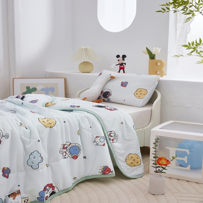 91家纺网 家纺一手货源 找家纺 （总）丝涟家居 2025新款A类卡通小清新双面印花凉感丝夏被