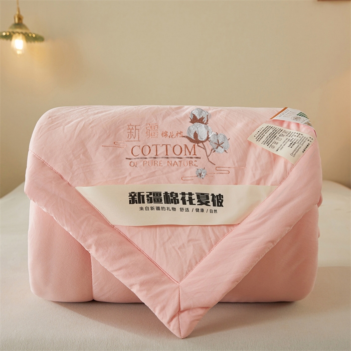 91家纺网 家纺一手货源 找家纺 西域种棉人·千百笠 2025新款A类100%新疆棉花夏凉被纯棉全棉填充毛巾绣绣花纯色双拼原棉空调被夏被 贵族玉