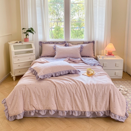 欧尚 2025新款ins风夏被四件套 紫爱心