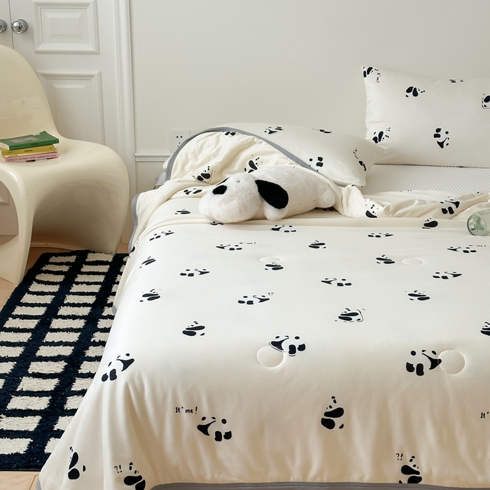 91家纺网 家纺一手货源 找家纺 觅糖家纺 2025新款软糯针织云柔大豆夏被 奶油熊猫