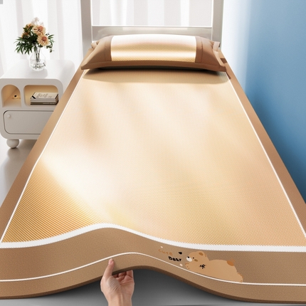 川悦生活 2025新款纯色凉感冰丝席-小床 诺尼熊-银咖