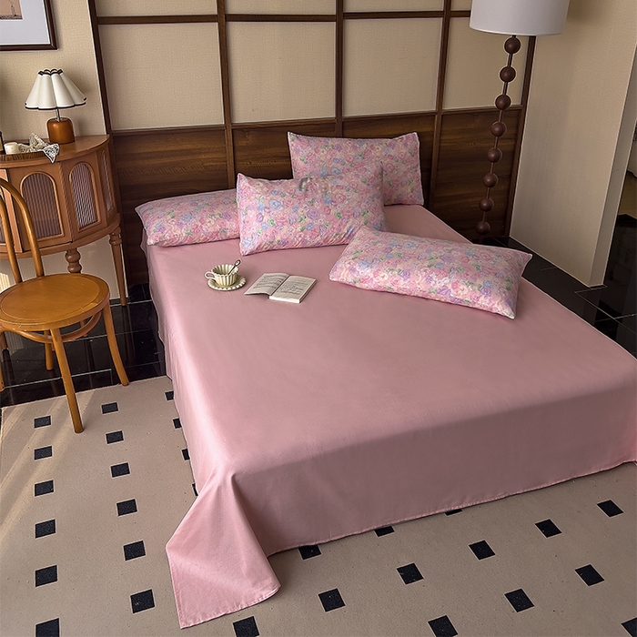 91家纺网 家纺一手货源 找家纺 优品阁  2025新款A类全棉有氧双层纱四件套 亦然花语