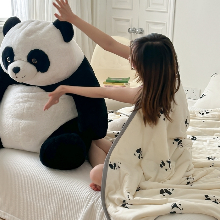 91家纺网 家纺一手货源 找家纺 觅糖家纺 2025新款软糯针织云柔大豆夏被 奶油熊猫