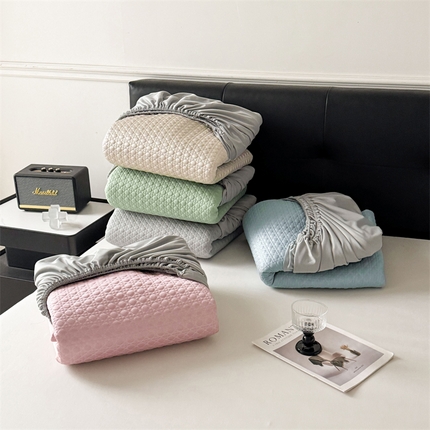 慕木家纺 2025新品A类高克重高端复合三明治PE提花冰豆豆凉席床笠 MIN冰豆豆床笠-组合图