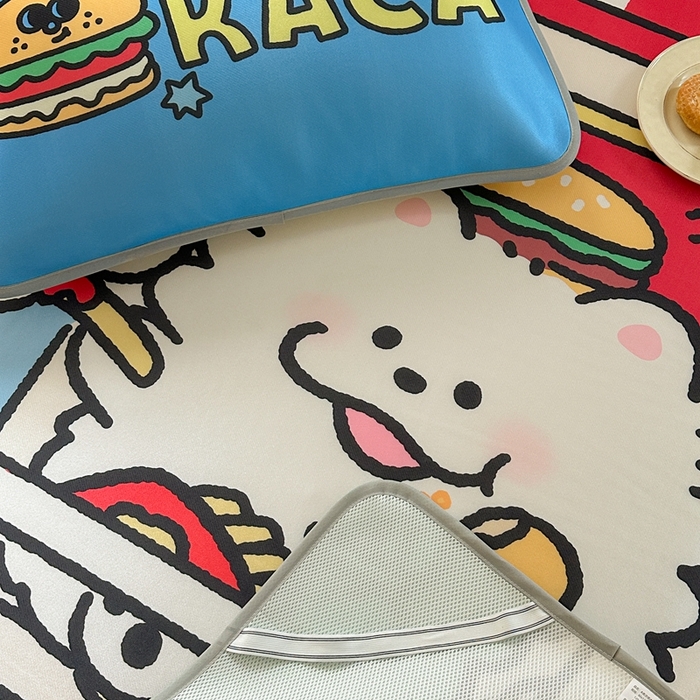 91家纺网 家纺一手货源 找家纺 美乐迪家纺 2025新款碳光凉感冰丝席 汉堡伙伴