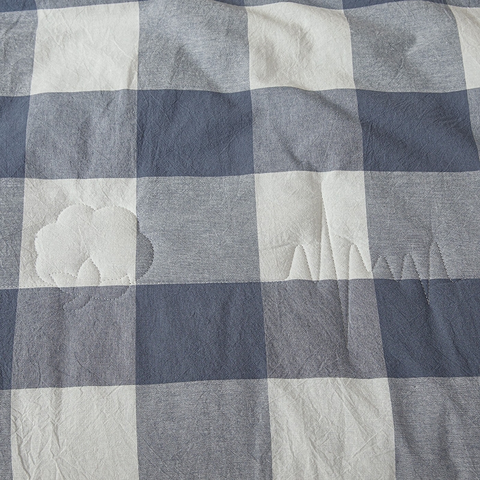 91家纺网 家纺一手货源 找家纺 西域种棉人·千百笠 2025新款A类100%新疆棉花夏凉被纯棉全棉填充原棉空调被手工宽边水洗棉夏被 蓝中格