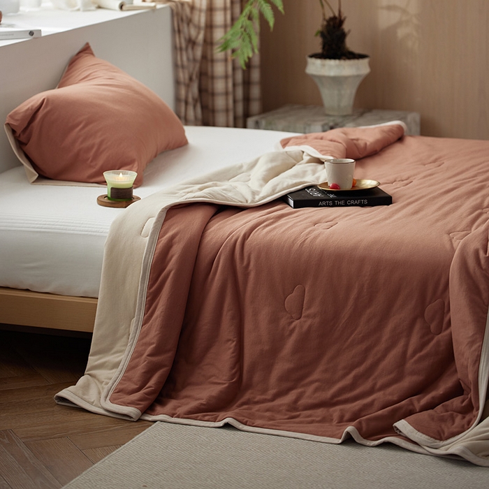 91家纺网 家纺一手货源 找家纺 安莱生活 2025新款全棉纯棉云感针织棉双拼夏被夏凉被空调被 慕斯双拼