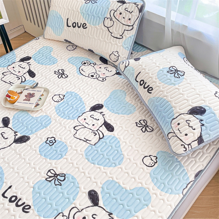 91家纺网 家纺一手货源 找家纺 布卢姆床垫 2025新款5mmA类乳胶凉席床笠套件夏被组合 调皮小狗