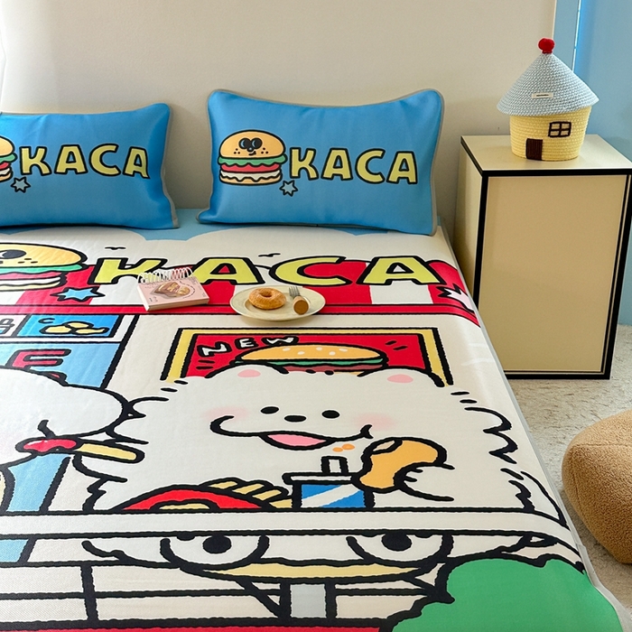 91家纺网 家纺一手货源 找家纺 美乐迪家纺 2025新款碳光凉感冰丝席 汉堡伙伴