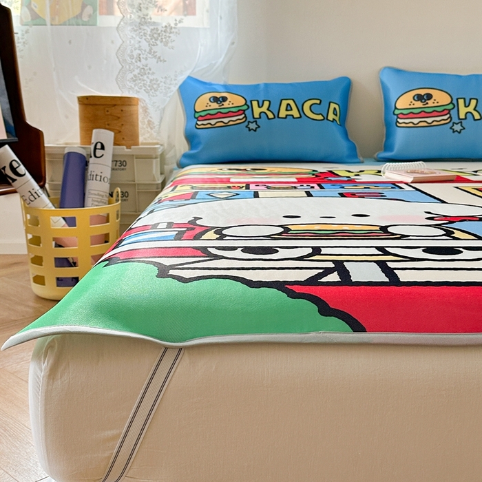 91家纺网 家纺一手货源 找家纺 美乐迪家纺 2025新款碳光凉感冰丝席 汉堡伙伴