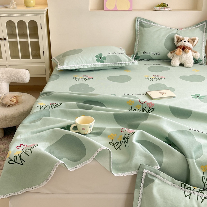 91家纺网 家纺一手货源 找家纺 新印象  2025新款花边老粗布床单款床笠款三件套怦然心动