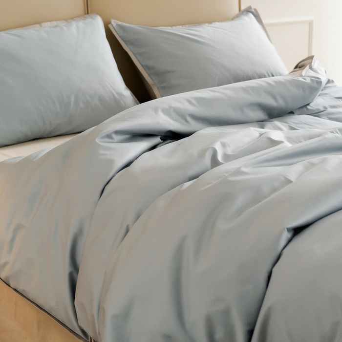 91家纺网 家纺一手货源 找家纺 2025新款长绒棉缺角工艺单品系列单被套 静谧蓝