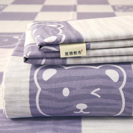 爱彼家纺 2025新款锦柔老粗布席子凉席床单 小小熊