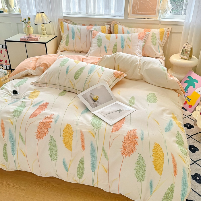 91家纺网 家纺一手货源 找家纺 红粉佳人家纺 2025春夏新款A类全棉纯棉12868纯棉单被套 芦苇草